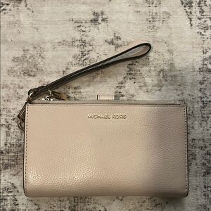 Michael Kors Beige Wristlet with Gold Accents